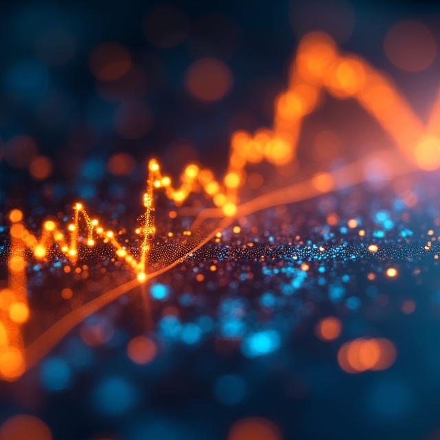 Abstract visualization of crypto token growth metrics